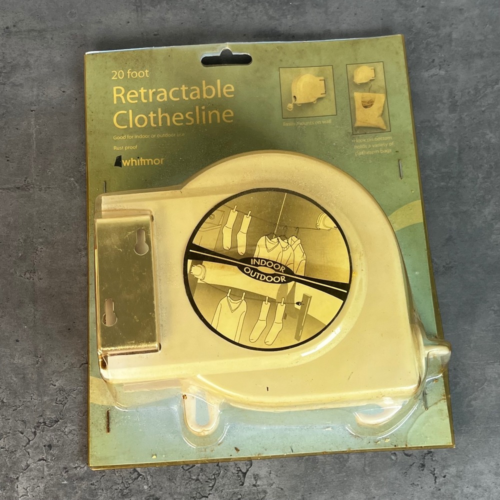 Whitmor 20 Foot Retractable Clothesline Indoor Outdoor Rust Proof 2009‎
